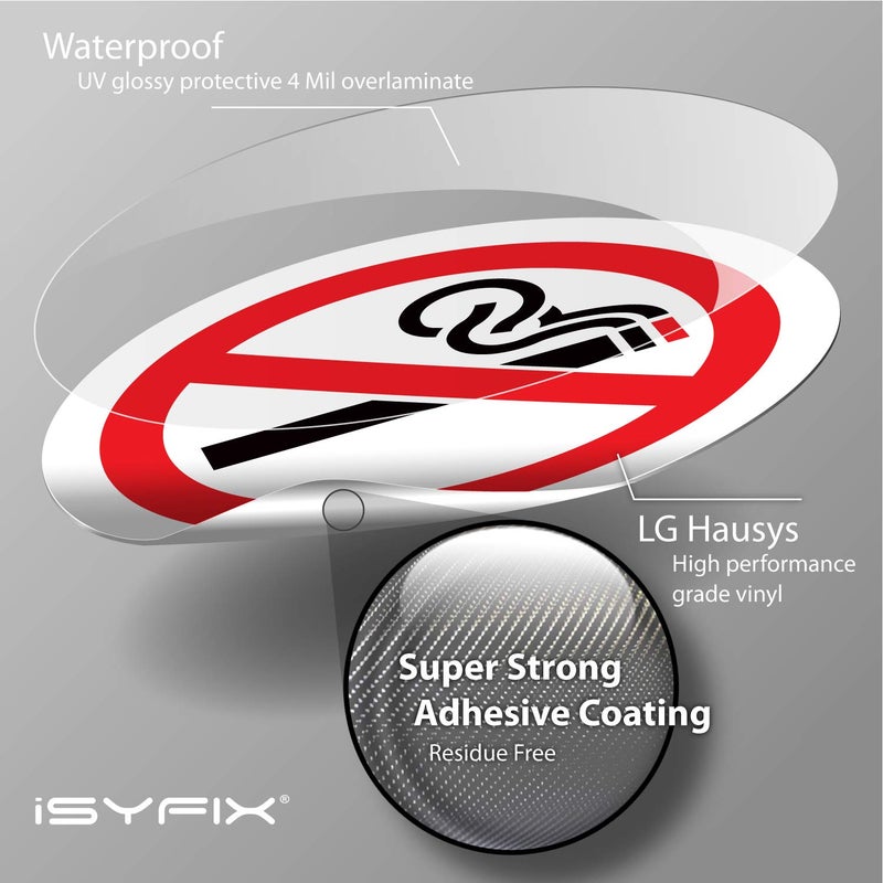 iSYFIX No Smoking Sign Sticker - 6 Pack 3x3 inch - for Home, Business, Office & Restaurants, Premium Self-Adhesive Vinyl, Laminated for Ultimate UV, Weather, Water, & Fade Resistance, Indoor/Outdoor - Image 3